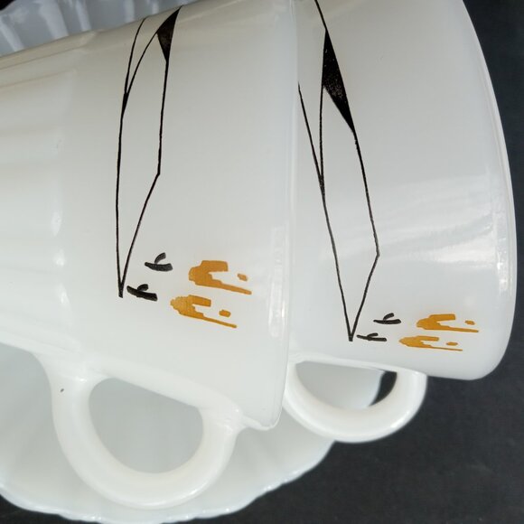 VTG MCM Opal Milk Glass 2 Cups w/Saucers Termocrisa Rare Fire King Pyrex - Picture 16 of 16